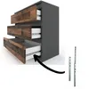 A 3-drawer dresser with a gray matte exterior and vintage-style wooden drawer fronts, shown with drawer slides. Produktbild-Vorschau