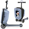 A light blue scooter with a suitcase attached, shown from two different angles. Produktbild-Vorschau
