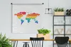 MuchoWow® Wandteppich Wandbehang Karte - Welt - Regenbogen Produktbild-Vorschau 2