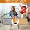 A woman is sitting on a chair and reading a book, with product marketing images overlaid on the main image. Produktbild-Vorschau