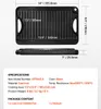 A top-down and side view of a black cast iron griddle pan with dimensions and specifications listed below. Náhľad obrázku produktu