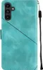 A teal flip-style phone case with a black strap is shown against a white background. Produktbild-Vorschau