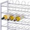 A close-up view of a chrome-plated metal wine rack holding several bottles of white wine. Náhľad obrázku produktu