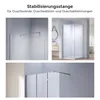 Collage of images showing a shower stabilizer bar attached to glass shower walls and a shower enclosure. Podgląd zdjęcia produktu