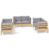 6-tlg. Garten-Lounge-Set mit Grauen Kissen Kiefer Produktbild-Vorschau 1