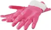 A pair of pink rubber cleaning gloves with a white ruffled cuff. Náhľad obrázku produktu