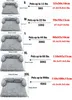A size chart for dog beds, showing different sizes with corresponding weight limits and dimensions. Produktbild-Vorschau