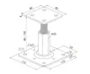 A technical drawing with dimensions of an adjustable post support. Produktbild-Vorschau