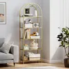 HOMCOM 5-stöckiges Glasregal, Bogenregal für Wohnzimmer, Produktbild-Vorschau 2