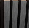 A close-up view of gray wooden slats with a dark background. Produktbild-Vorschau