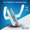 A product image showing two white door handles with silver mounting plates, set against a blue and gray gradient background. Anteprima dell’immagine prodotto