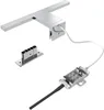 A product shot of a bathroom light fixture and its mounting components against a white background. Produktbild-Vorschau