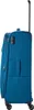 A side view of a blue travel suitcase with a telescopic handle extended. Náhľad obrázku produktu
