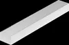 A long, white rectangular air filter with gray parallel slats across the top, set against a black background. Voir les images du produit