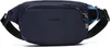 A navy blue hip pack with a blue strap detail is shown against a white background. Produktbild-Vorschau
