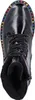 A top-down view of a black patent leather boot with colorful polka dots around the sole. Anteprima dell’immagine prodotto