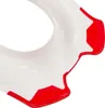 A close-up view of a white toilet seat with red accents. Produktbild-Vorschau