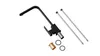 A black kitchen faucet with accompanying installation parts, laid out on a white background. Produktbild-Vorschau
