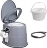 A portable camping toilet with accessories, displayed on a white background. Produktbild-Vorschau