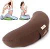 A collage showing a yoga cushion and two women performing yoga poses on smaller green cushions. Produktbild-Vorschau