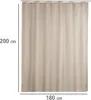 A beige shower curtain hanging on a shower rod, with dimensions indicated. Anteprima dell’immagine prodotto