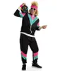 A person wearing an 80s-style tracksuit and holding a boombox. Produktbild-Vorschau
