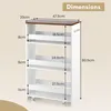 A diagram showing the dimensions of a white shelving unit with a brown top. Podgląd zdjęcia produktu