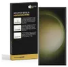 A product box for a screen protector and the screen protector itself on a smartphone. Produktbild-Vorschau