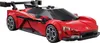 A red Lego-style supercar with a black spoiler and tinted windows, shown from a three-quarter front angle against a white background. Anteprima dell’immagine prodotto