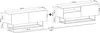 Diagram showing two TV cabinets and their dimensions, indicating they can be combined. Produktbild-Vorschau