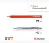 A graphic showing two tools, a pencil and a scribe, with their dimensions indicated. Produktbild-Vorschau