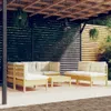Möbel 7-tlg. Garten-Lounge-Set mit Creme Kissen Massivholz Produktbild-Vorschau 1