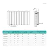 A technical drawing and a table of specifications for a radiator. Produktbild-Vorschau