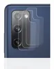 A close-up view of a smartphone's camera module with protective films layered over it. Produktbild-Vorschau