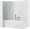 A modern bathroom bathtub with a glass shower screen and chrome fixtures. Produktbild-Vorschau