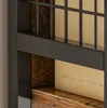 A close-up view of a rustic industrial bookshelf with wooden shelves and black metal framing. A tan book with Russian text is visible on one of the shelves. Anteprima dell’immagine prodotto