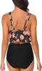 Bikini z wysokim stanem strój kąpielowy liście print Podgląd zdjęcia produktu 4
