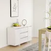Sideboard 3 Schubladen Hochglanz-Weiß 120x41x75cm Produktbild-Vorschau 1