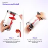 Two-panel image showing how to remove and install a part of a vacuum cleaner, with text instructions. Voir les images du produit