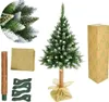 A collection of items for assembling a Christmas tree, including the tree itself, a stand, and a box. Náhľad obrázku produktu