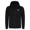 A black Emporio Armani EA7 hooded tracksuit set for men, shown front-on against a white background. Produktbild-Vorschau