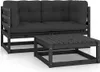 vidaXL 3-tlg. Garten-Lounge-Set mit Kissen Massivholz Produktbild-Vorschau 1