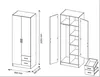 2-türig Kleiderschrank mit Schubladen Roma 80 cm Schrank Produktbild-Vorschau 4