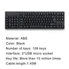 A black keyboard is shown with its specifications listed below. Náhled obrázku produktu