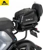 A black motorcycle tail bag is mounted on the rear rack of a motorcycle. Produktbild-Vorschau