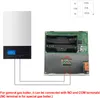 A diagram showing how to connect a smart thermostat to a gas boiler, with a close-up of the thermostat's internal components and wiring terminals. Náhľad obrázku produktu
