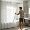 Duschvorhang,hakenlose Badvorhang(weiss,190*181cm)mit Produktbild-Vorschau 1