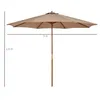 Outsunny Sonnenschirm Holz 300 cm Holzschirm Gartenschirm Produktbild-Vorschau 3