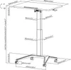 A technical drawing of a mobile laptop desk with dimensions and measurements. Náhled obrázku produktu