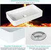 A collage showing a white ceramic sink with close-ups of its features and text descriptions. Náhled obrázku produktu
